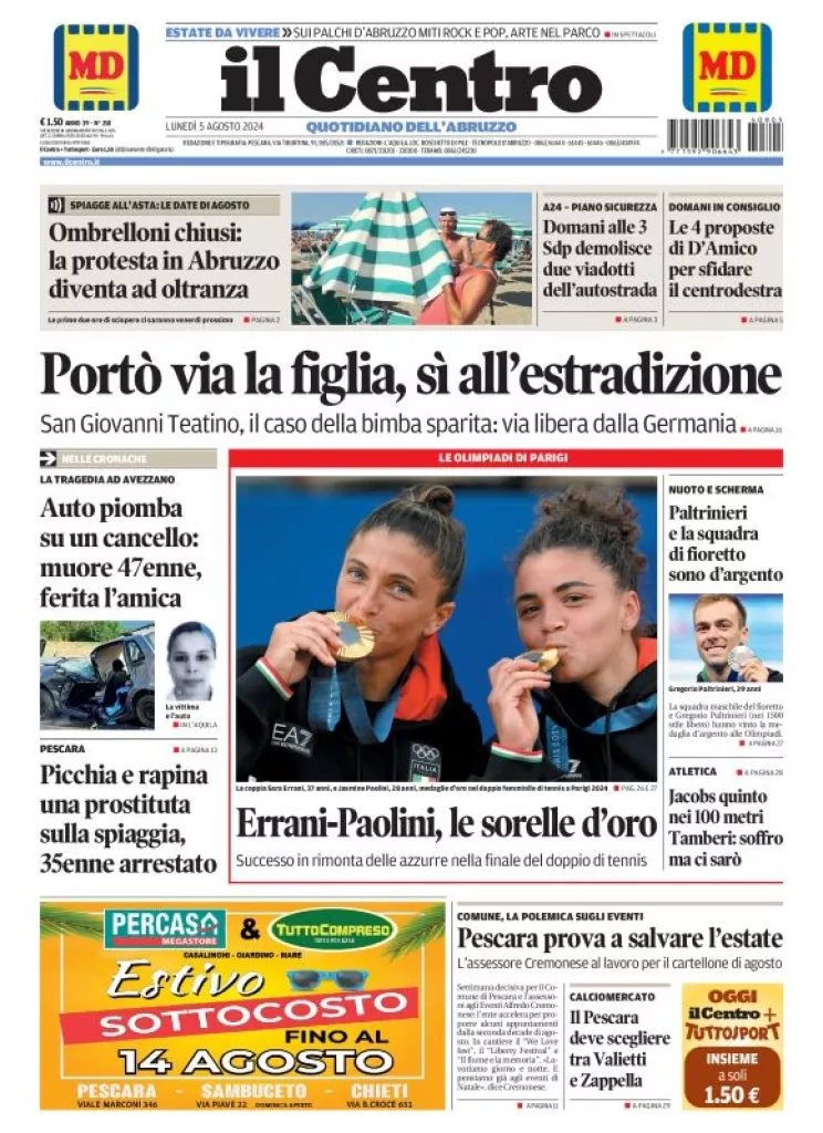 Prima-pagina-il centro-oggi-edizione-del-2024-08-05